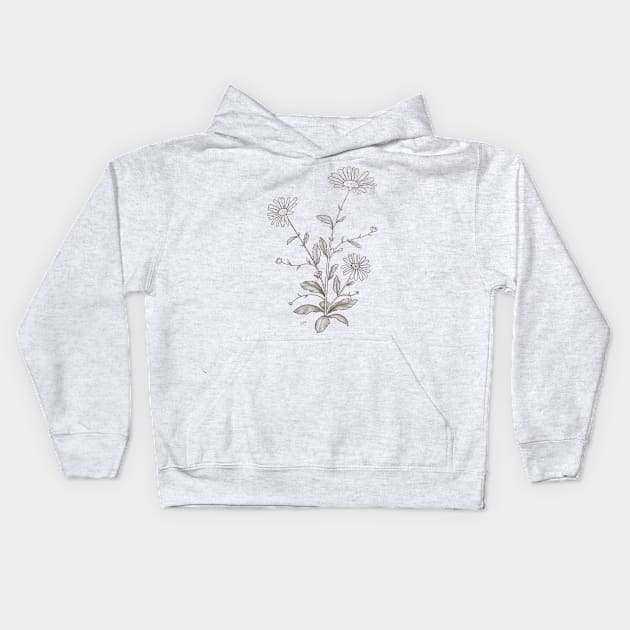 Daisy Plant Pencil Sketch Kids Hoodie by rnmarts